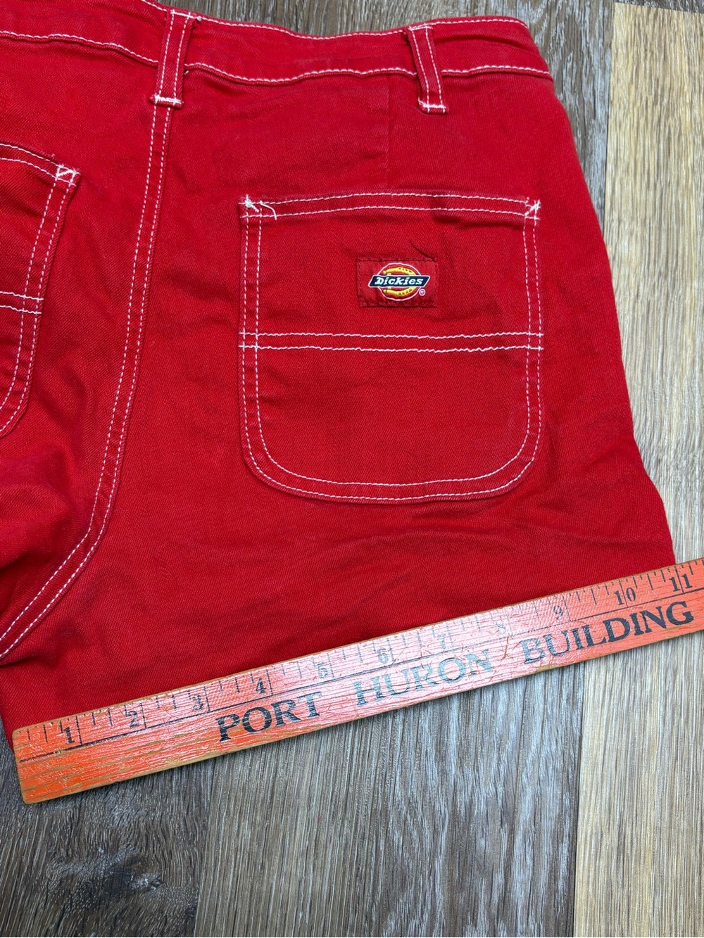 Dickies Women's Bright Red Cotton Stretch Jean Shorts - Picture 6 of 8